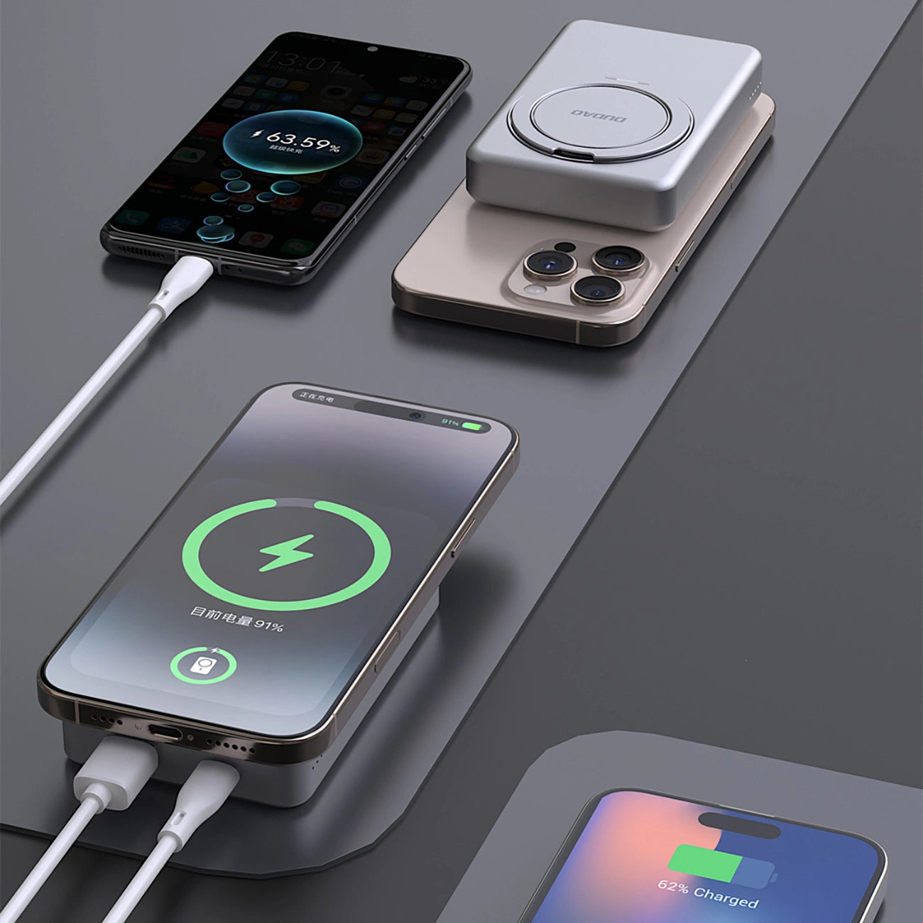 Dudao K28 10000mAh PD 22.5W MagSafe Powerbank with Metal Case and Ring Stand - Silver_9