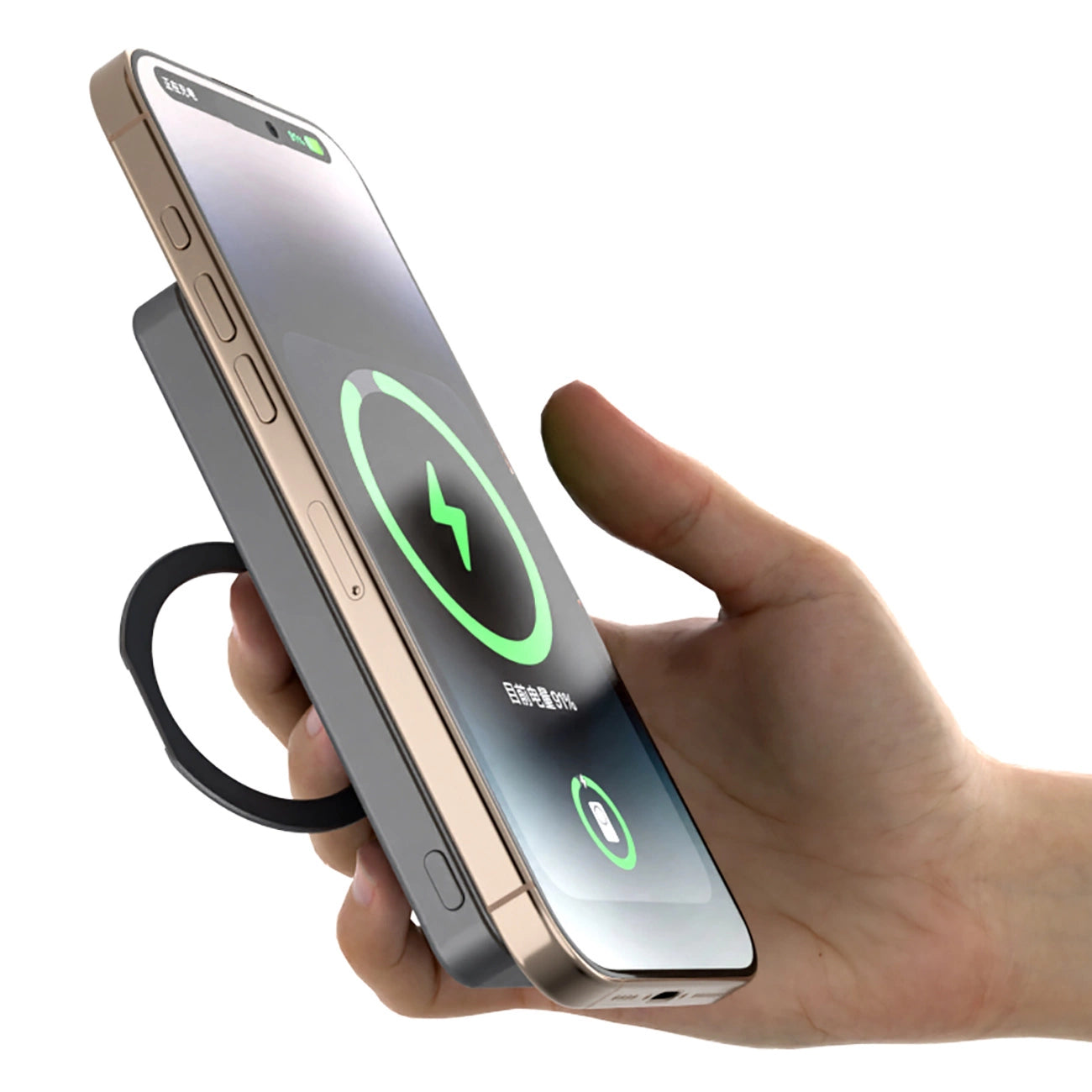 Dudao K28 10000mAh PD 22.5W MagSafe Powerbank with Metal Case and Ring Stand - Silver_7
