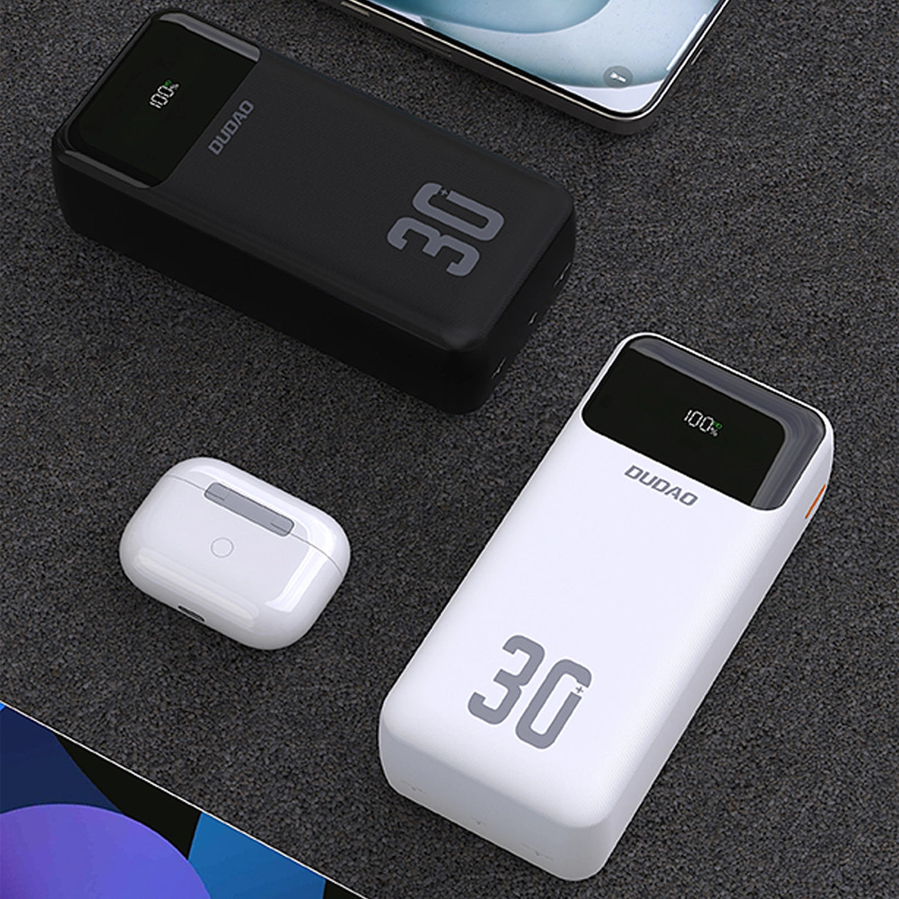 Dudao K15MAX 30000mAh PD 22.5W Powerbank with Built-in Cables - White_4