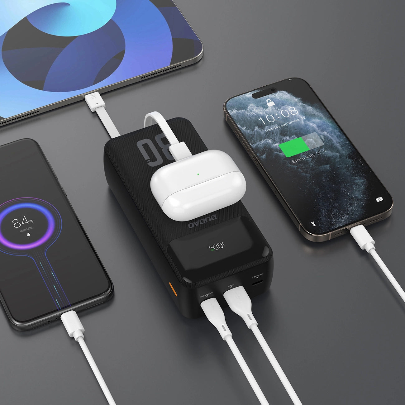 Dudao K15MAX 30000mAh PD 22.5W Powerbank with Built-in Cables - Black_6