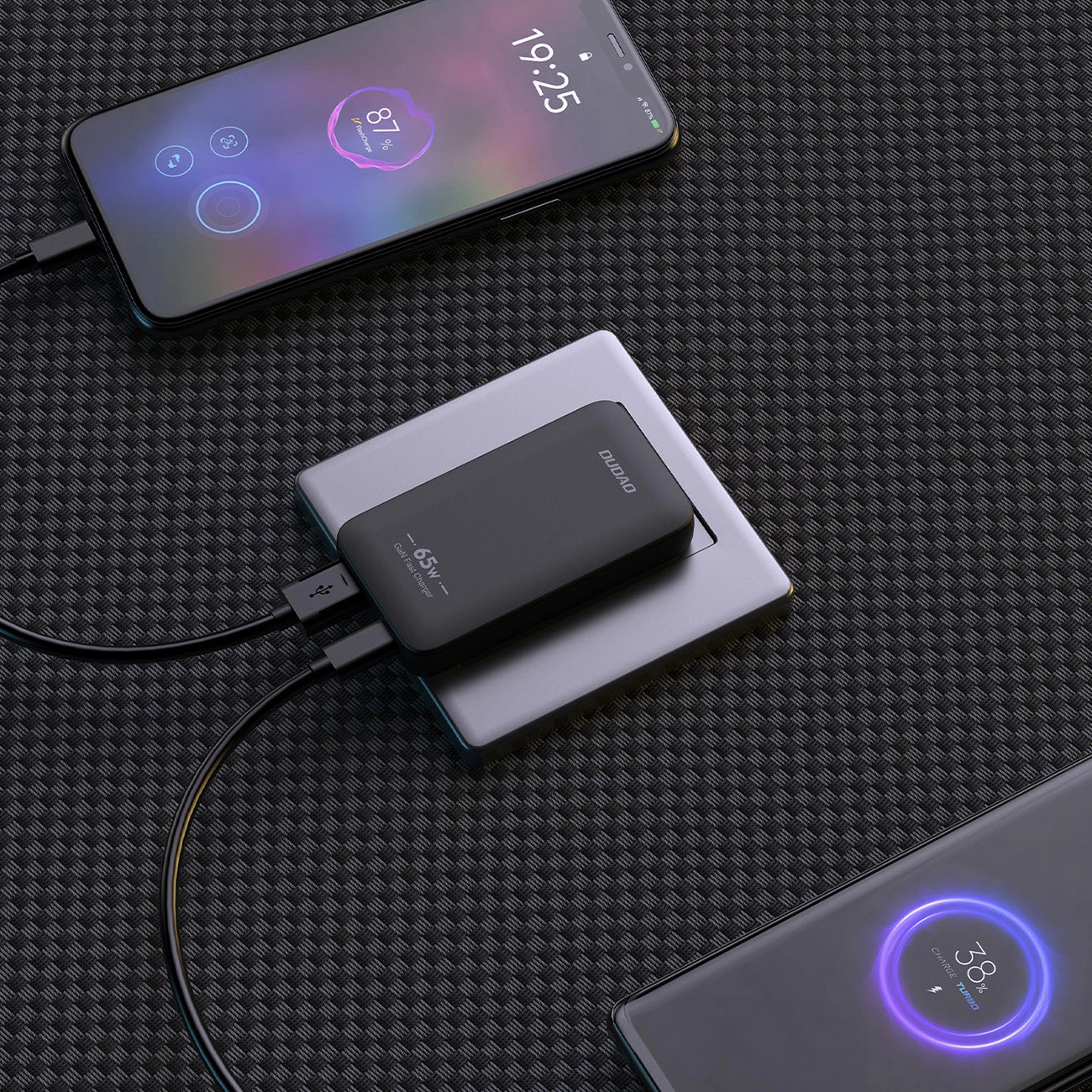 GaN Dudao A65Q 65W USB-A / USB-C PD Ultra-Thin Travel Wall Charger EU / US - Black_3