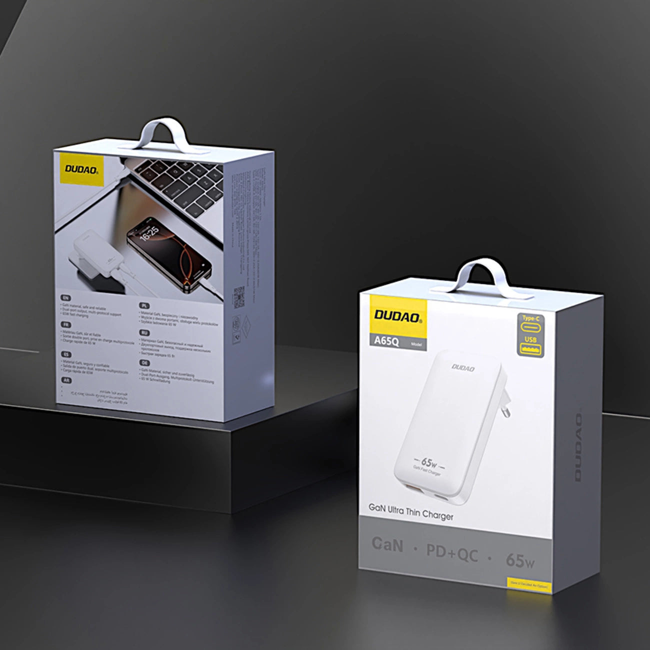 GaN Dudao A65Q 65W USB-A / USB-C PD Ultra-Thin Travel Wall Charger EU / US - White_3