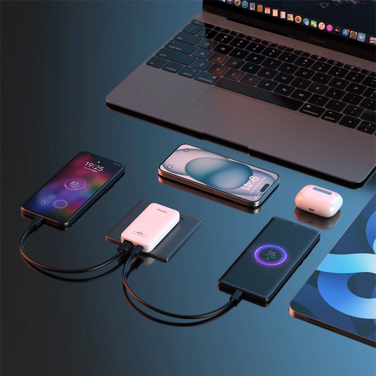 GaN Dudao A65Q 65W USB-A / USB-C PD Ultra-Thin Travel Wall Charger EU / US - White_4