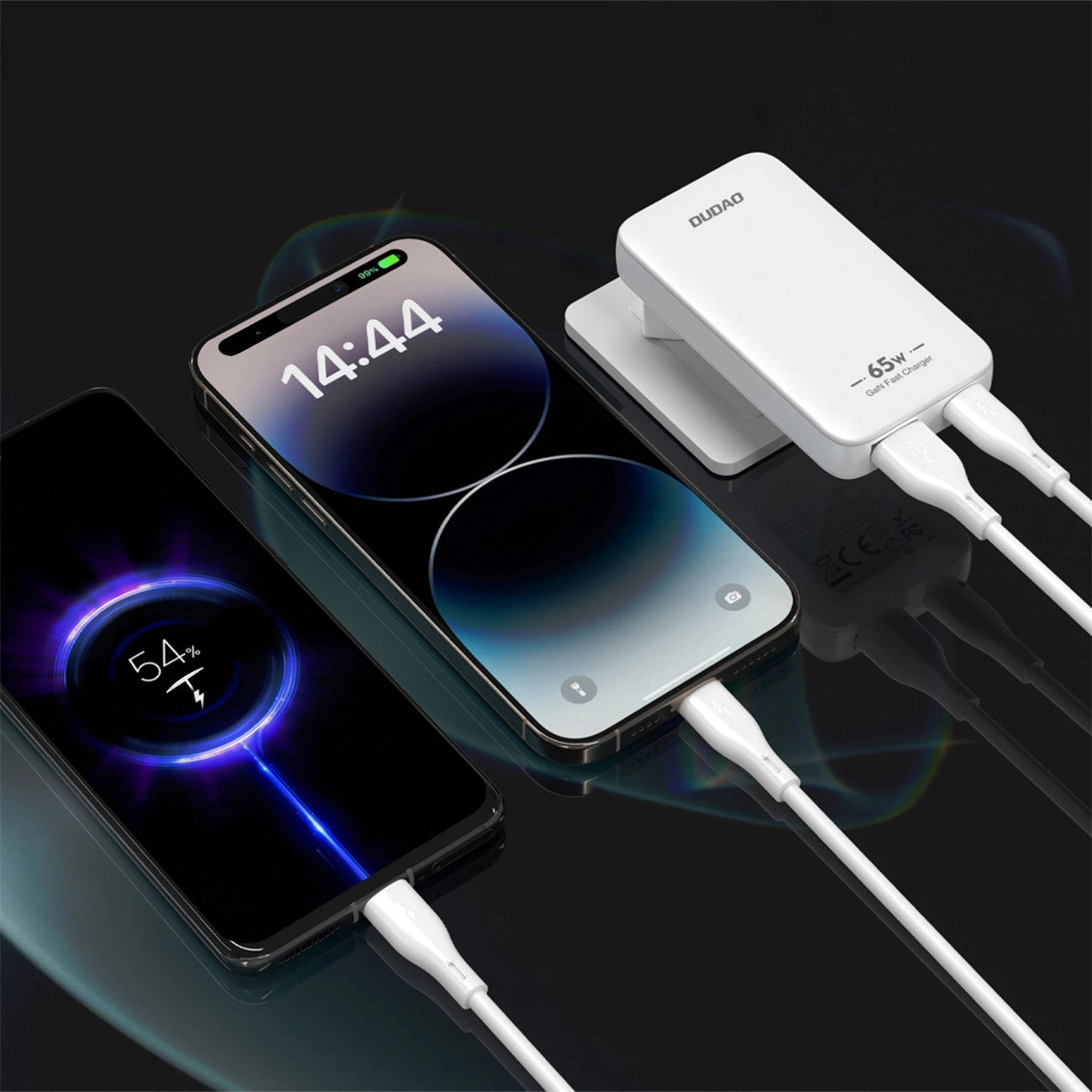 GaN Dudao A65Q 65W USB-A / USB-C PD Ultra-Thin Travel Wall Charger EU / US - White_6