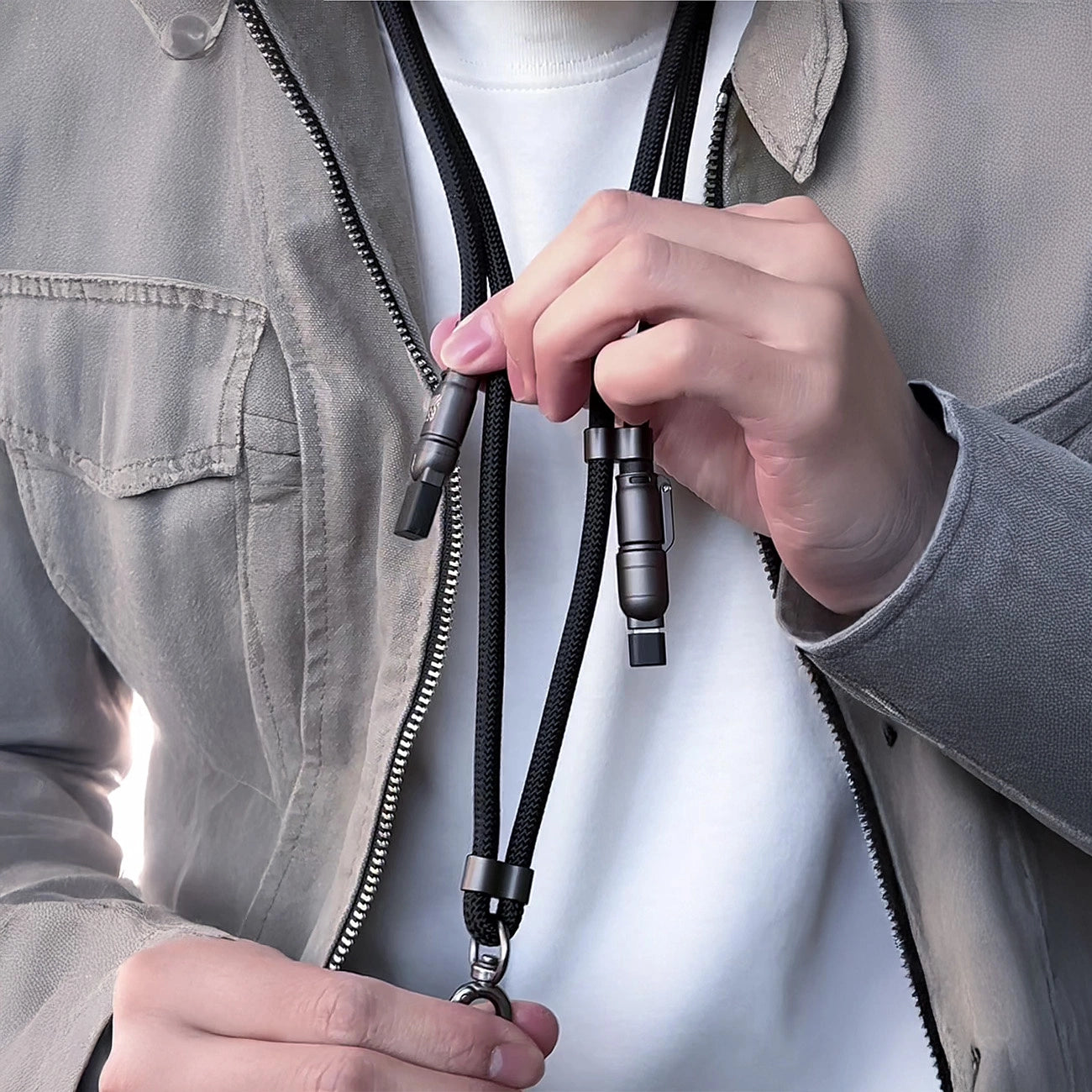 Dudao L20MAX 4in1 Cable / Lanyard USB-A / USB-C / Lightning PD QC 65W 1.5m - Black_3