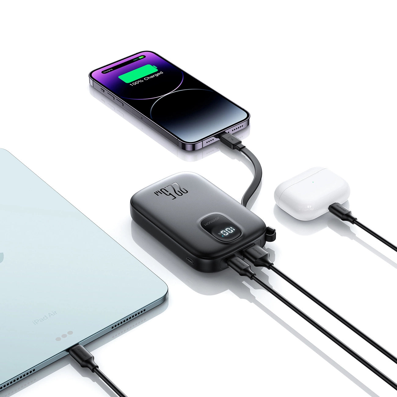 Joyroom JR-PBF18 22.5W 10000mAh Powerbank with Built-in Lightning Cable + USB-C Cable 0.25 cm - Black_10
