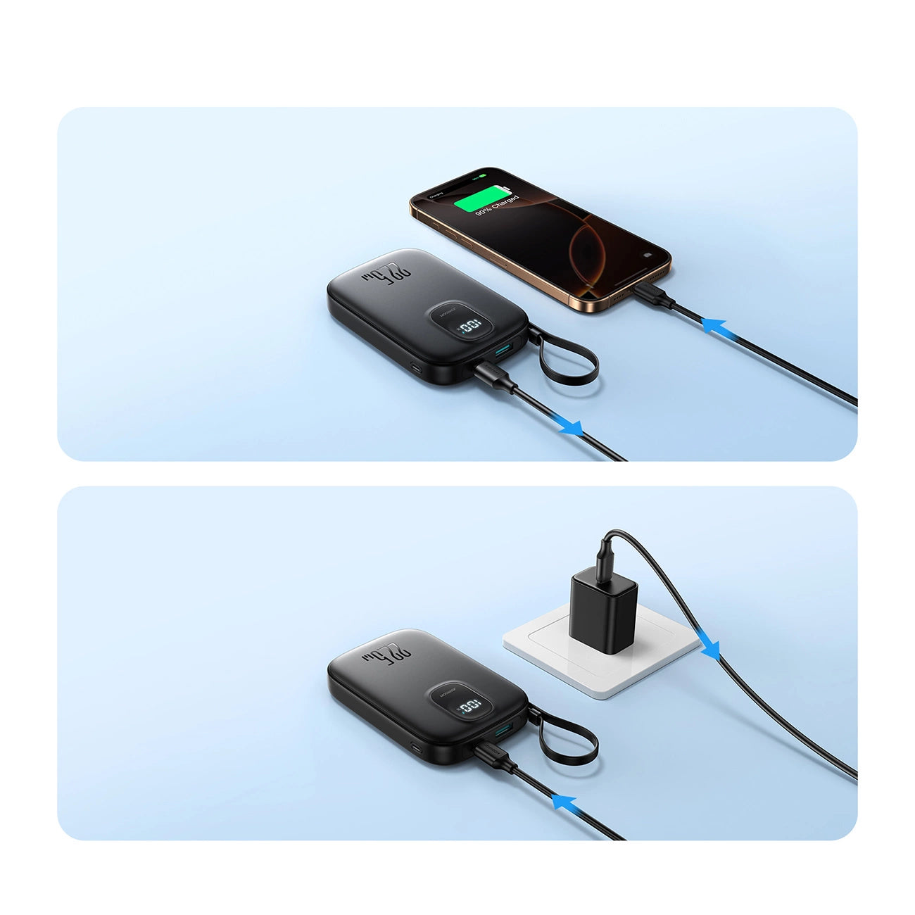 Joyroom JR-PBF18 22.5W 10000mAh Powerbank with Built-in Lightning Cable + USB-C Cable 0.25 cm - Black_8