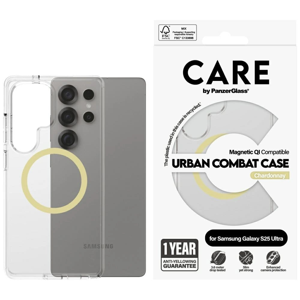 CARE by PanzerGlass Flagship Urban Combat Chardonnay QI Case for Samsung Galaxy S25 Ultra - Transparent_0