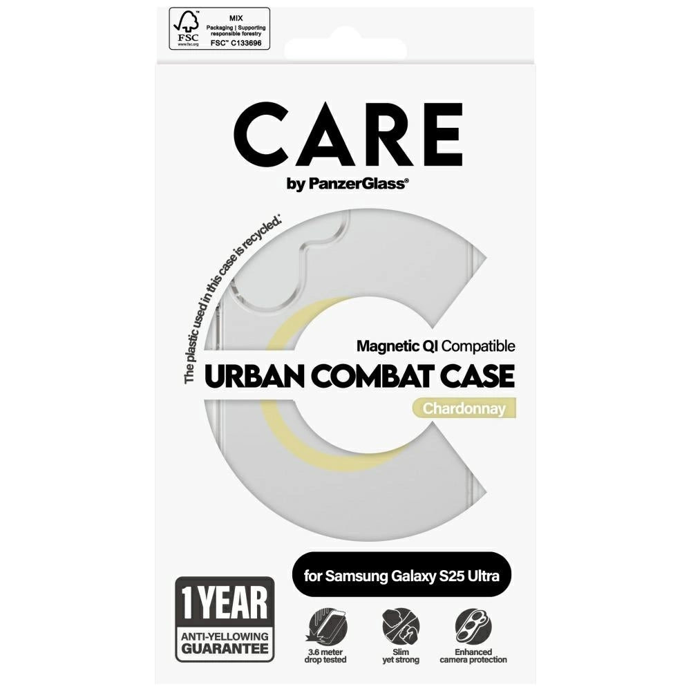 CARE by PanzerGlass Flagship Urban Combat Chardonnay QI Case for Samsung Galaxy S25 Ultra - Transparent_3