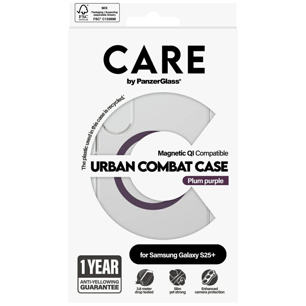 CARE by PanzerGlass Flagship Urban Combat Purple QI Case for Samsung Galaxy S25+ - Transparent_3