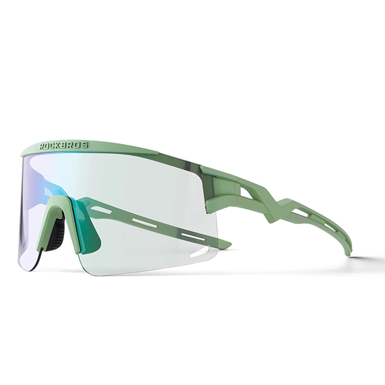 Rockbros Photochromic Cycling Glasses with UV Protection and Corrective Insert - Green_0