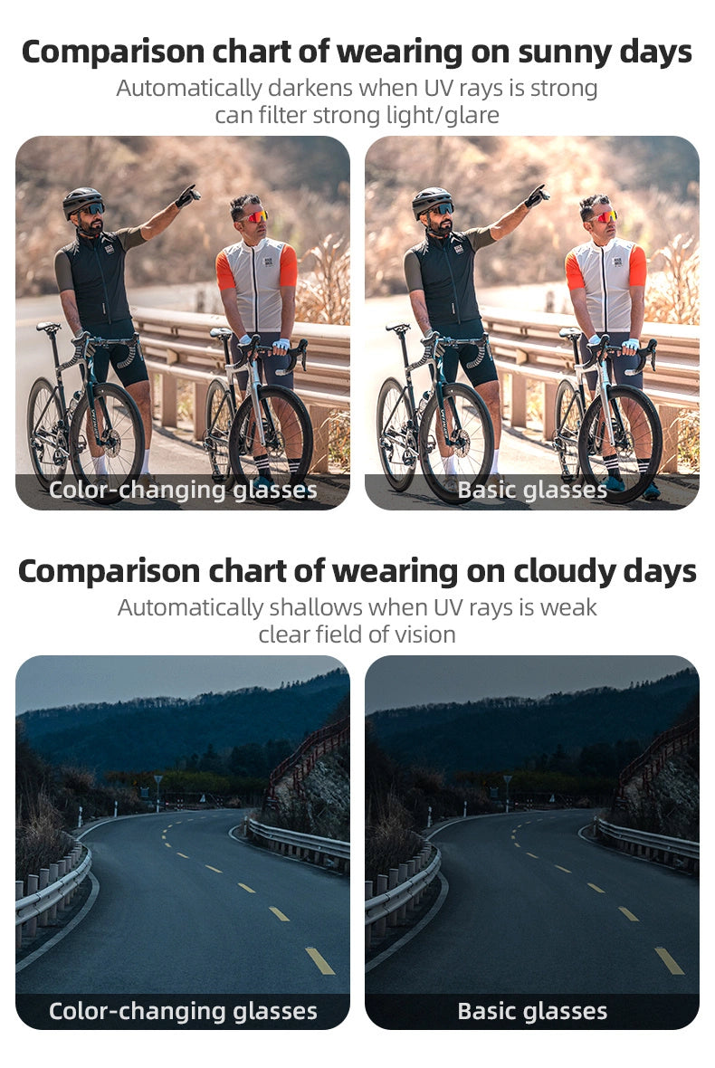 Rockbros Cycling Glasses Photochromic, with UV Protection and Corrective Insert - Transparent Black_4