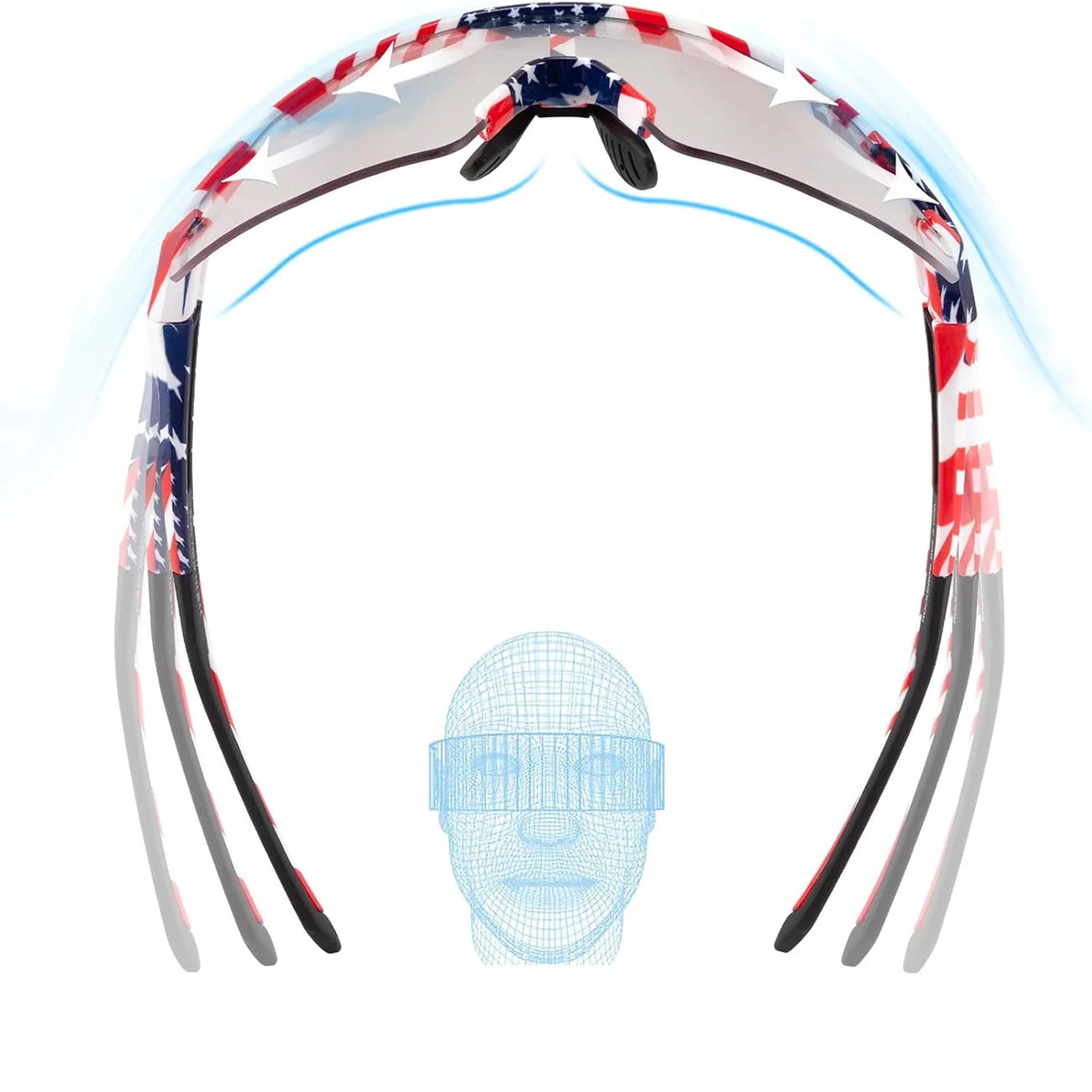 Rockbros Cycling Glasses Photochromic with UV Protection and Corrective Insert 14120008002 - USA Pattern - White_3