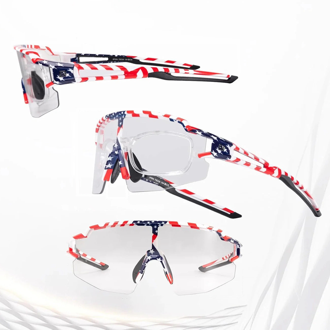 Rockbros Cycling Glasses Photochromic with UV Protection and Corrective Insert 14120008002 - USA Pattern - White_5