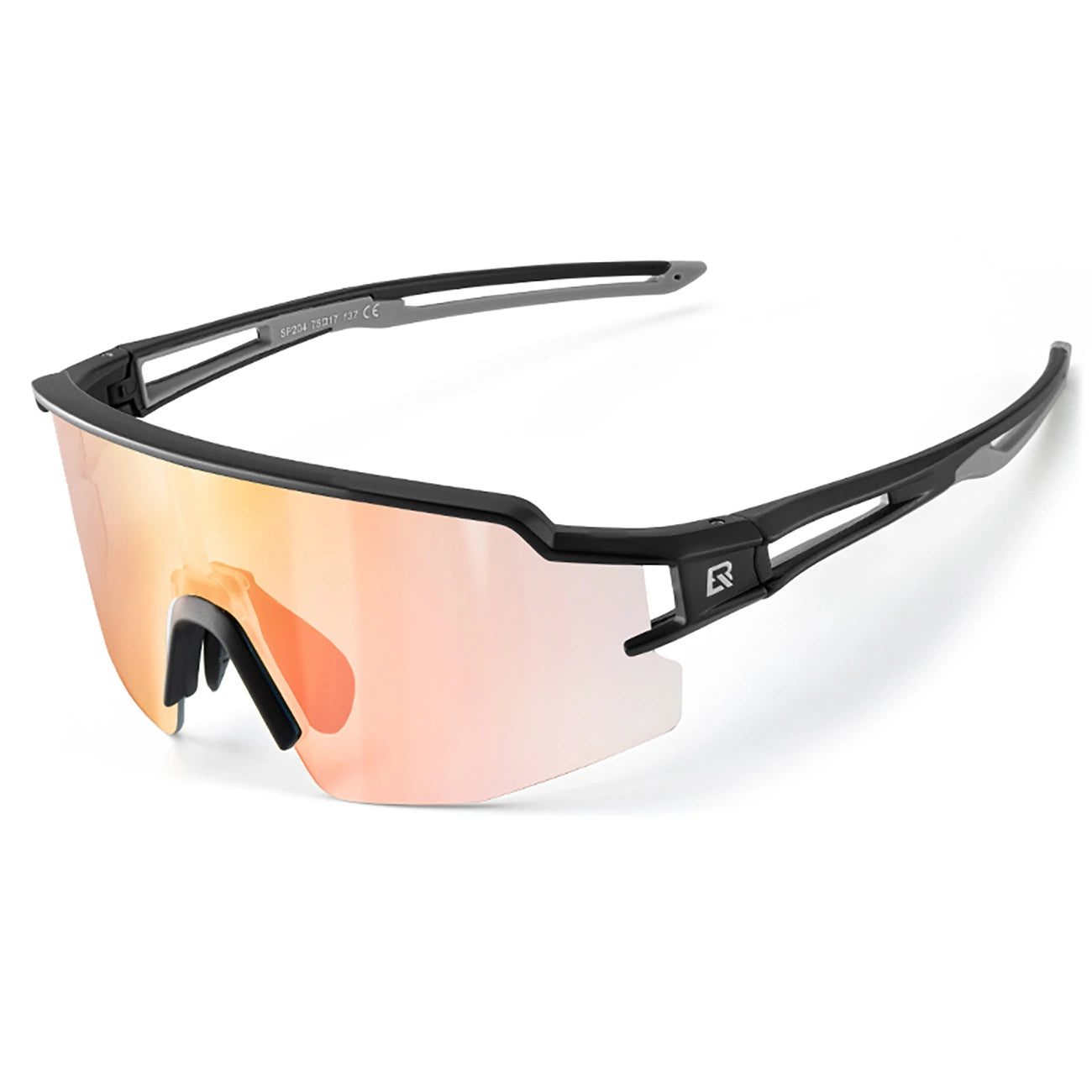 Rockbros Cycling Glasses Photochromic UV Protection with Corrective Insert Orange Lenses - Black_0
