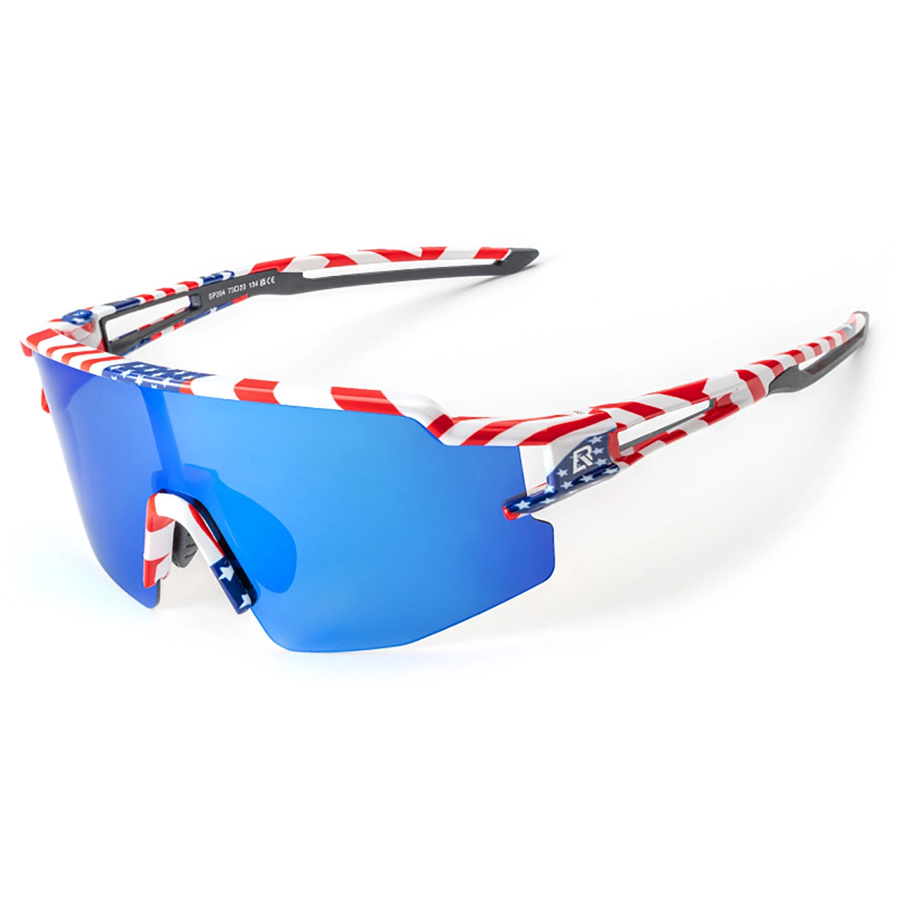 Rockbros Polarized Cycling Glasses with UV Protection and Corrective Insert Blue Lenses - USA Pattern - White_0