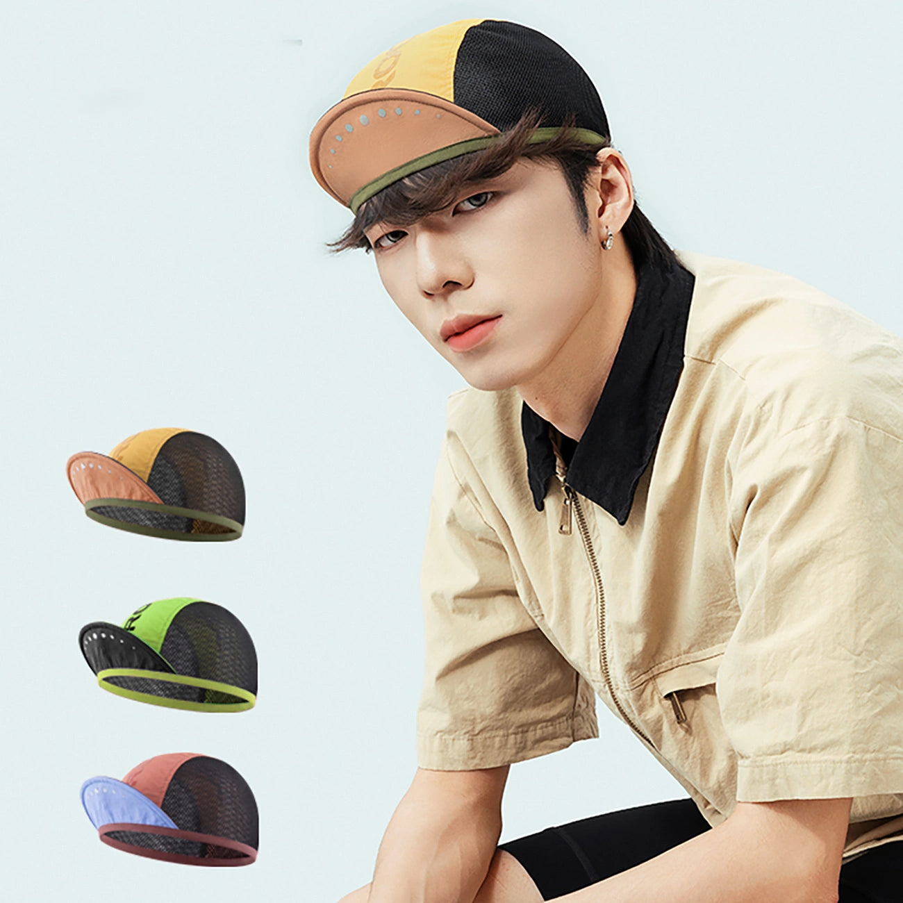 Rockbros Cycling Cap with Visor, Helmet Cover - Yellow_8