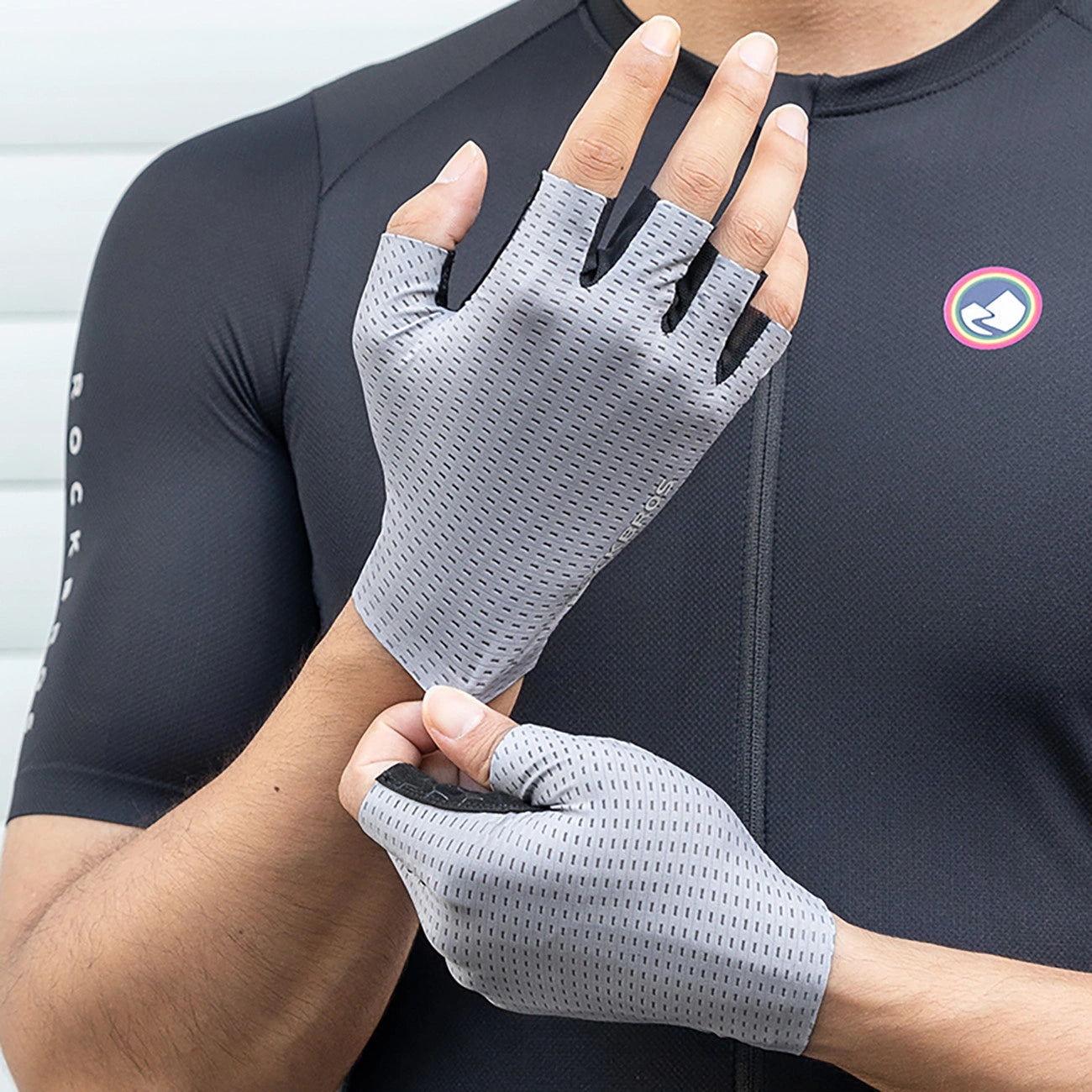 Rockbros Breathable Short Finger Cycling Gloves, Size: L - Gray_1
