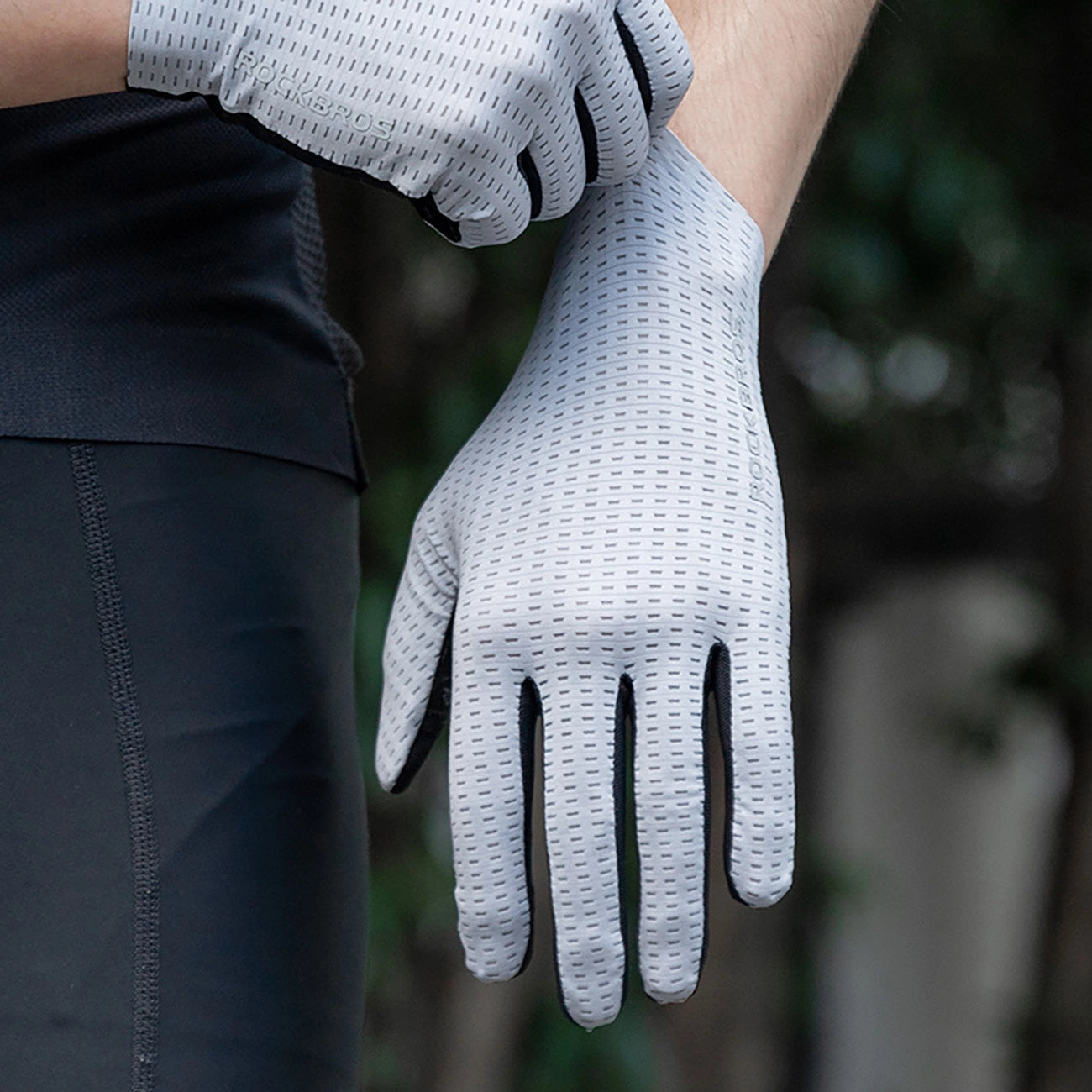 Rockbros Breathable Full Finger Cycling Gloves, Size: M - Green_2