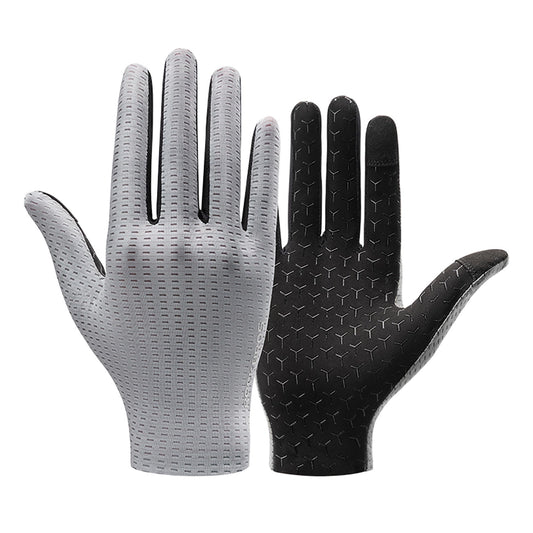 Rockbros Breathable Full Finger Cycling Gloves, Size: L - Gray_0