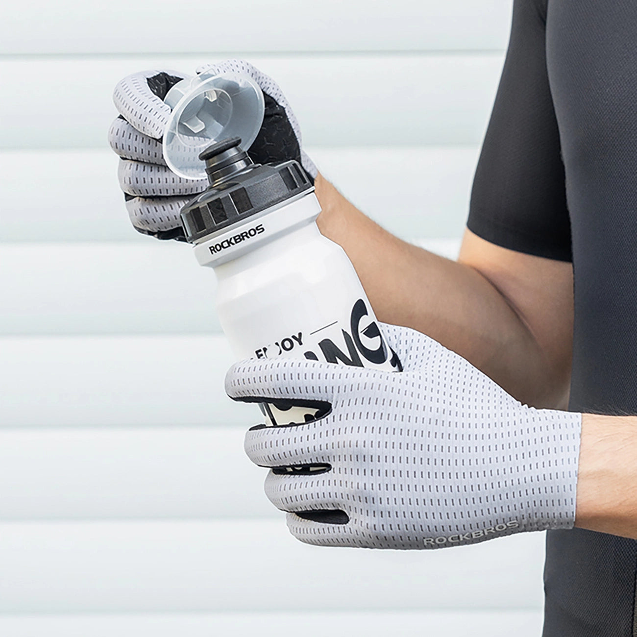 Rockbros Breathable Full Finger Cycling Gloves, Size: S - Gray_4