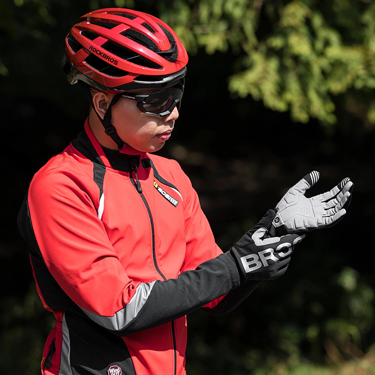 Rockbros cycling gloves, insulated, long, size: L - black and gray_2