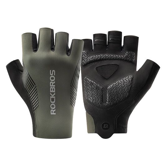 Rockbros cycling gloves spring/summer/autumn, short fingers, size: M - green_0