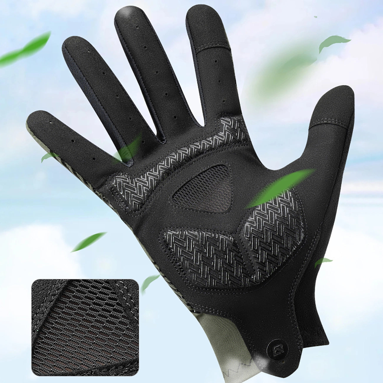 Rockbros cycling gloves spring/summer/autumn, full, size: XL - green_2