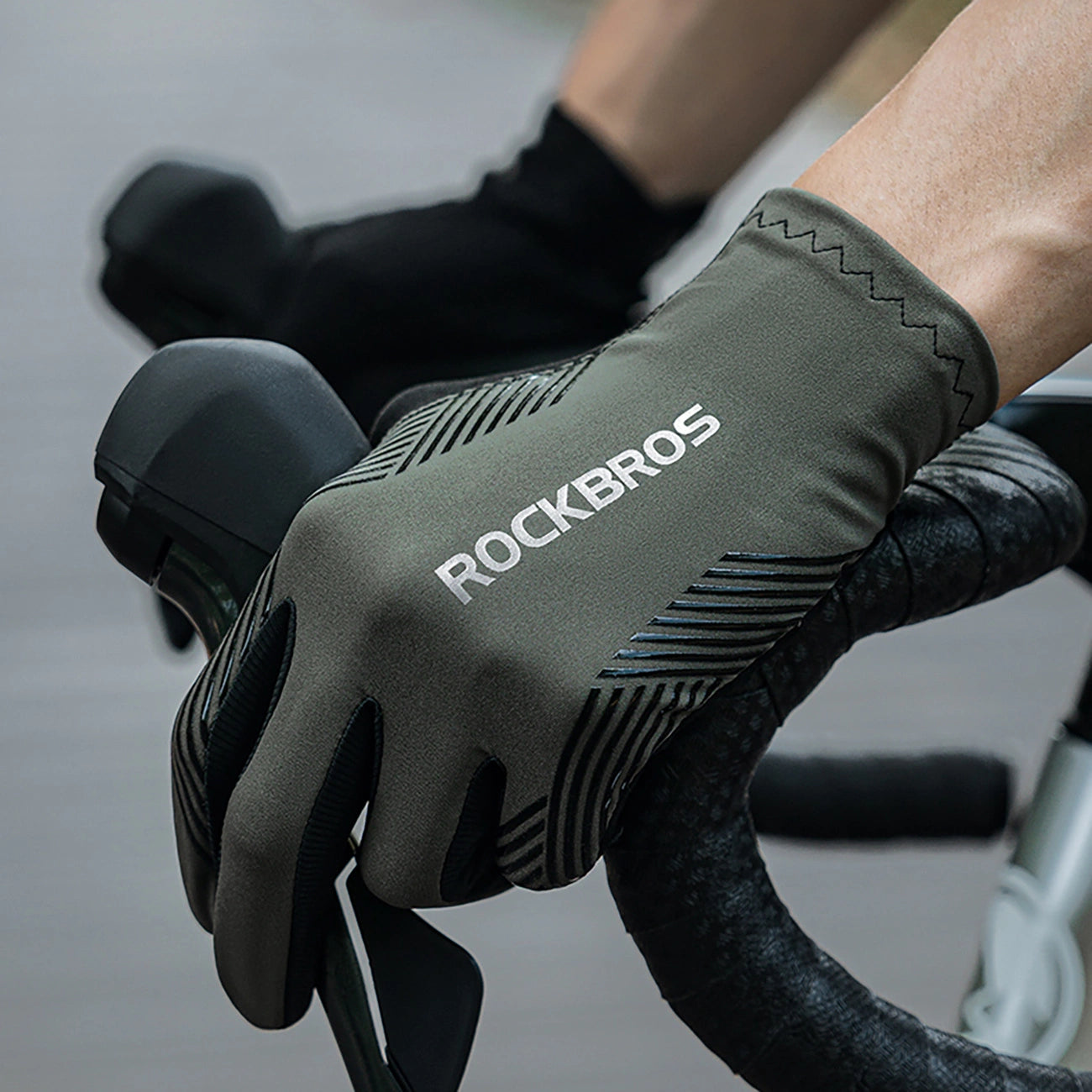 Rockbros cycling gloves spring/summer/autumn, full, size: XL - green_4