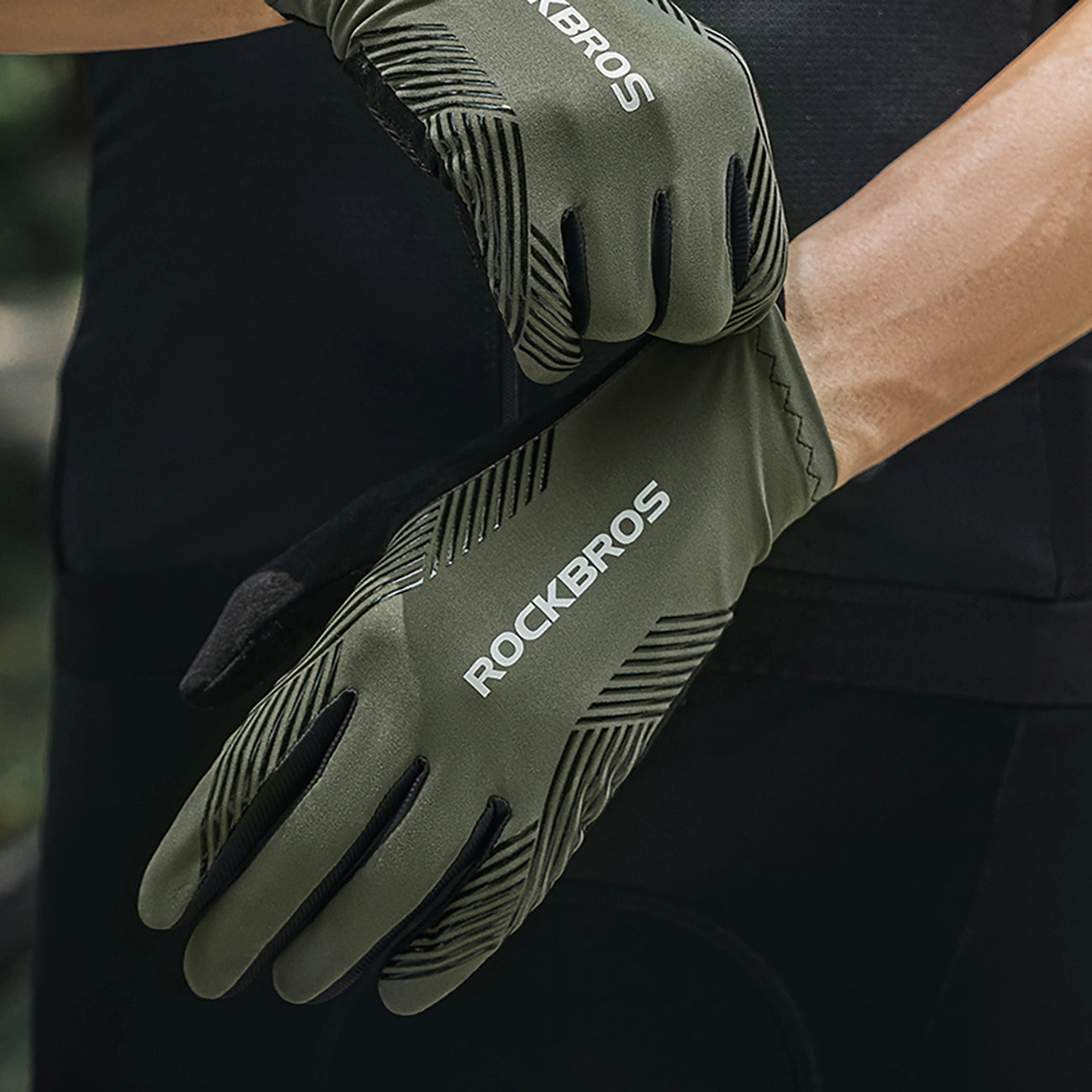 Rockbros cycling gloves spring/summer/autumn, full, size: XL - green_5