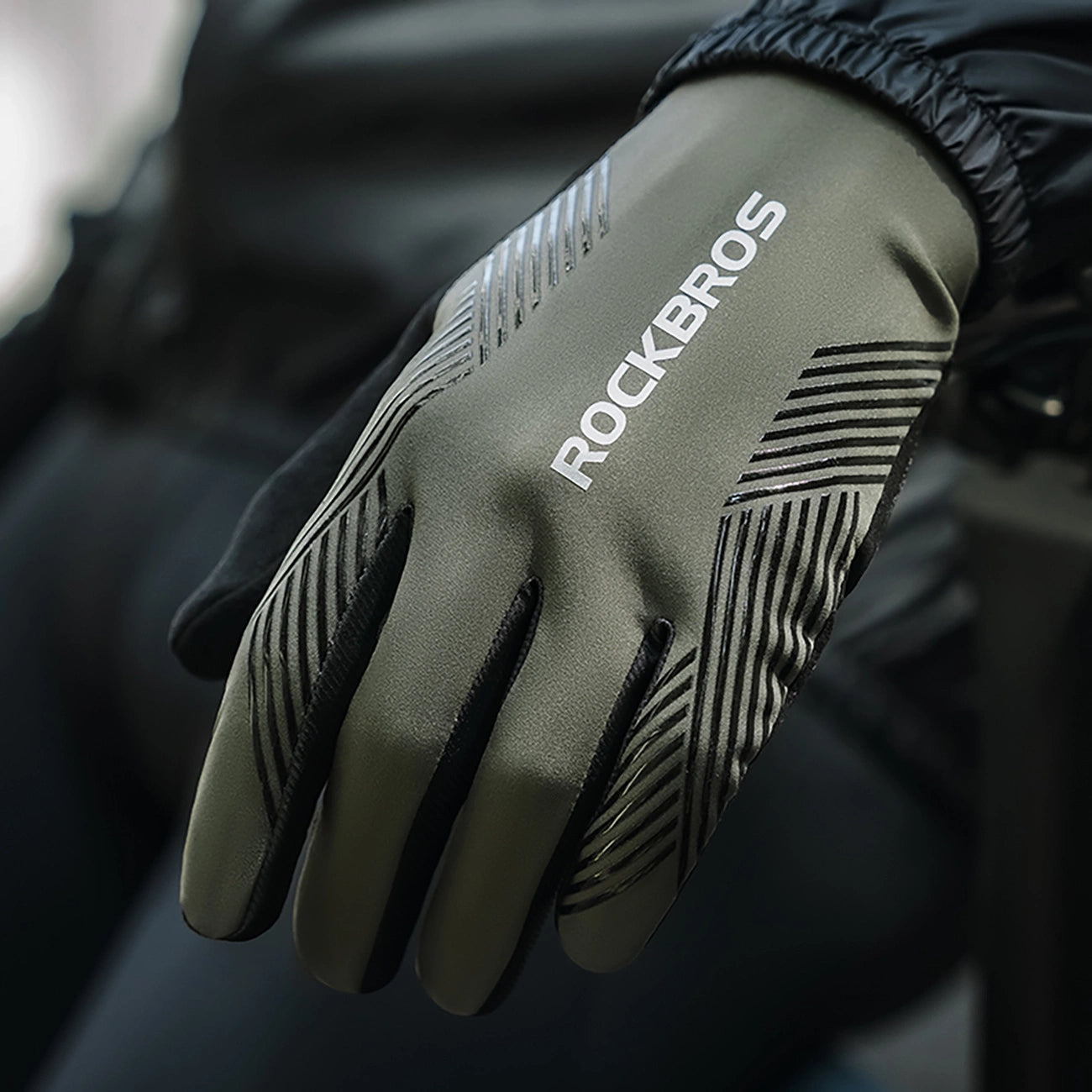 Rockbros cycling gloves spring/summer/autumn, full, size: XL - green_7