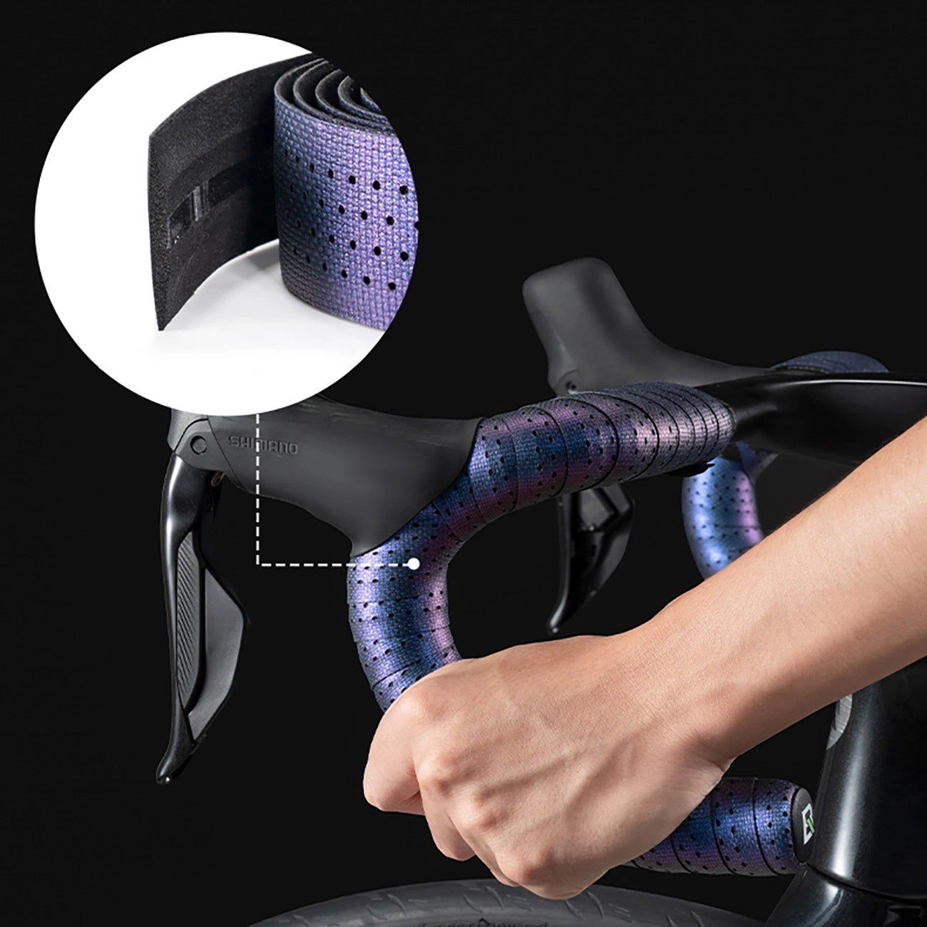 Rockbros Handlebar Tape Perforated Silicone with Chameleon Effect - Purple_1