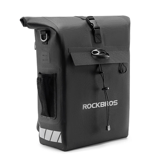 Rockbros Bike Bag with Backpack Function, Waterproof, with Helmet Attachment 18l - Black_0