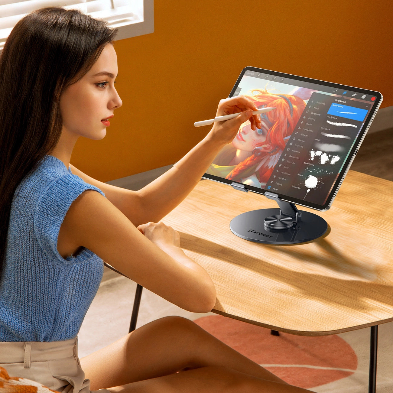 Wozinsky WRS-DSY84SS 360° Rotating Aluminum Tablet Stand - Gray_9