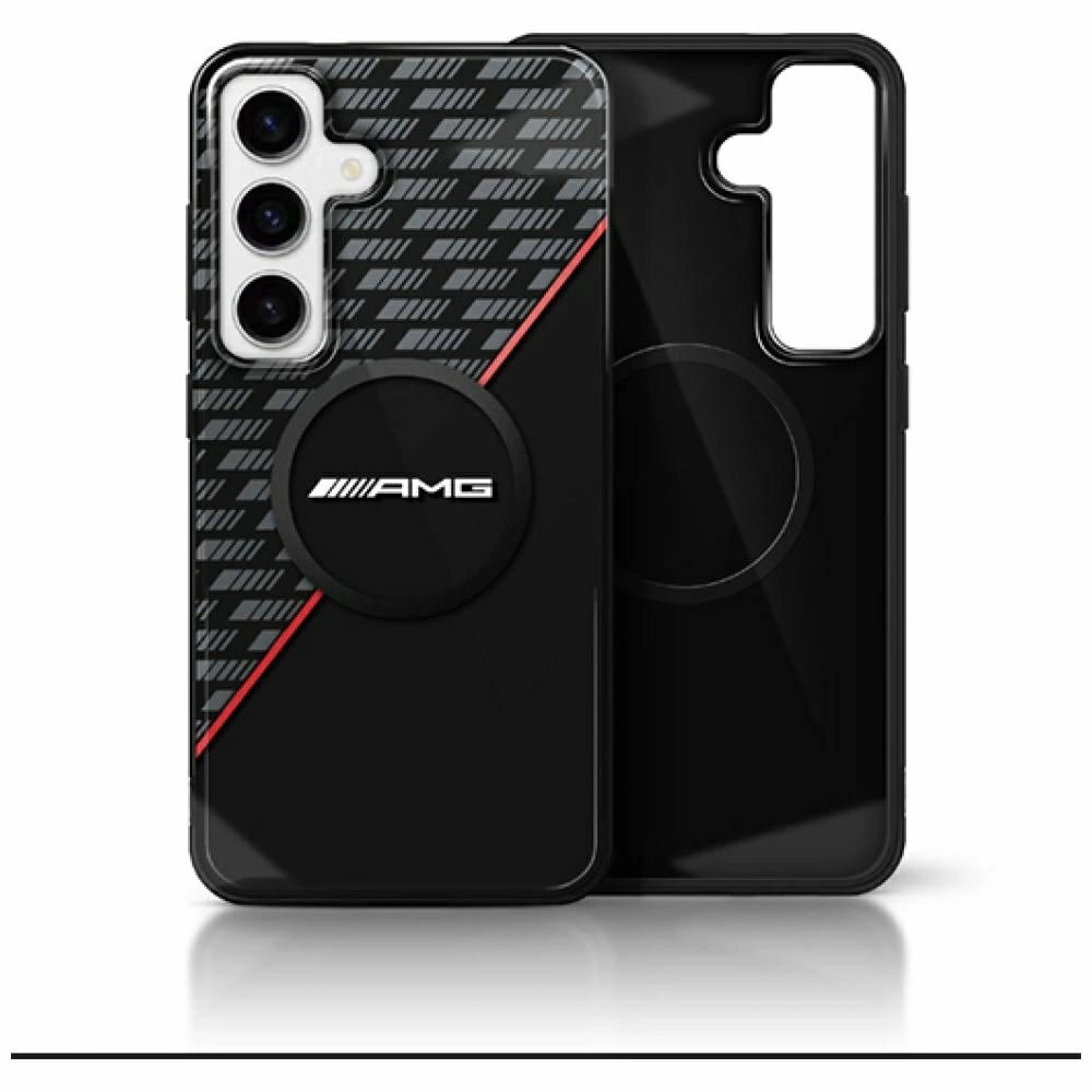 AMG Double Layer Rhombs MagSafe Case for Samsung Galaxy S25 - Black/Red_0