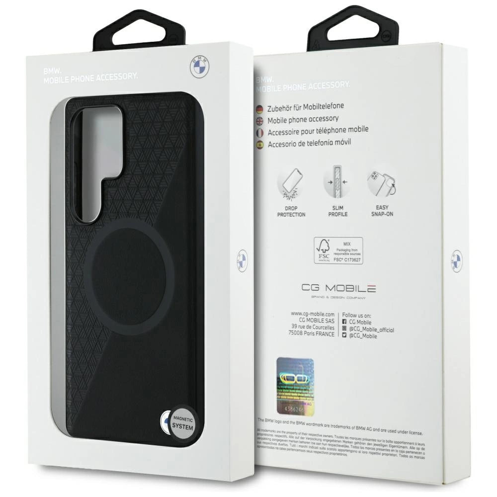 BMW Leather Half Textured MagSafe Case for Samsung Galaxy S25 Ultra - Black_7