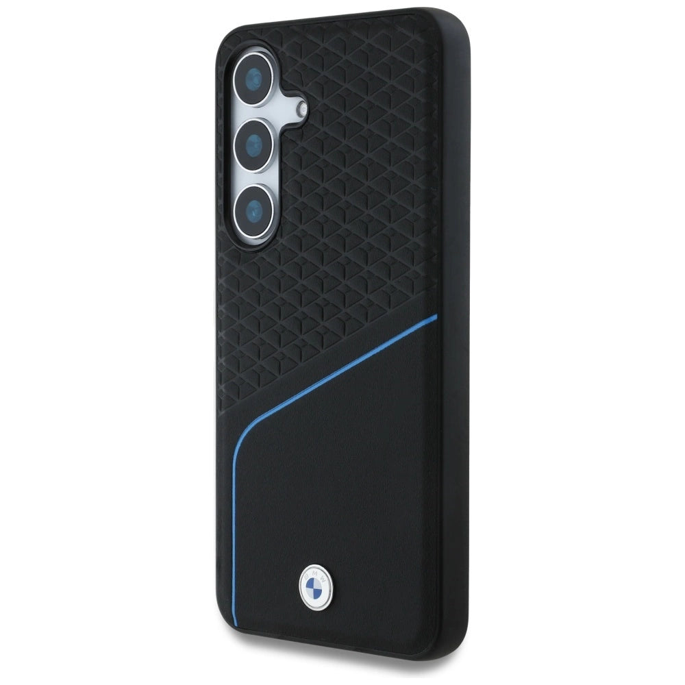 BMW Leather Textured and Smooth MagSafe Case for Samsung Galaxy S25 - Black_1