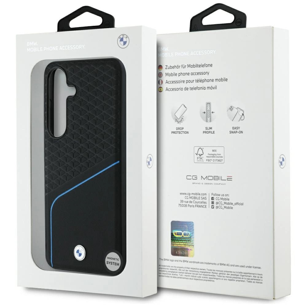 BMW Leather Textured and Smooth MagSafe Case for Samsung Galaxy S25 - Black_7