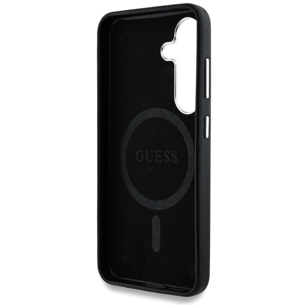 Guess Grained Triangle Logo MagSafe case for Samsung Galaxy S25 - black_6