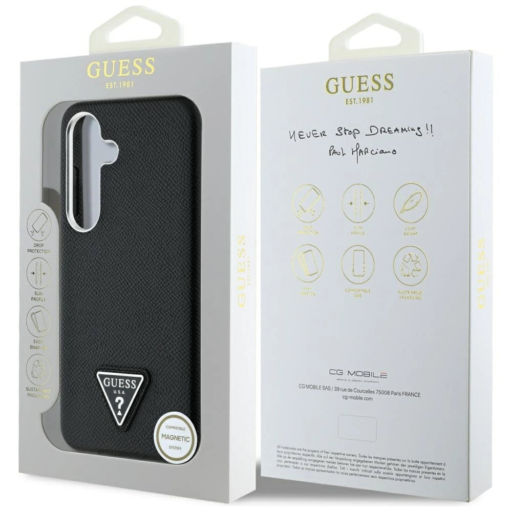 Guess Grained Triangle Logo MagSafe case for Samsung Galaxy S25 - black_7