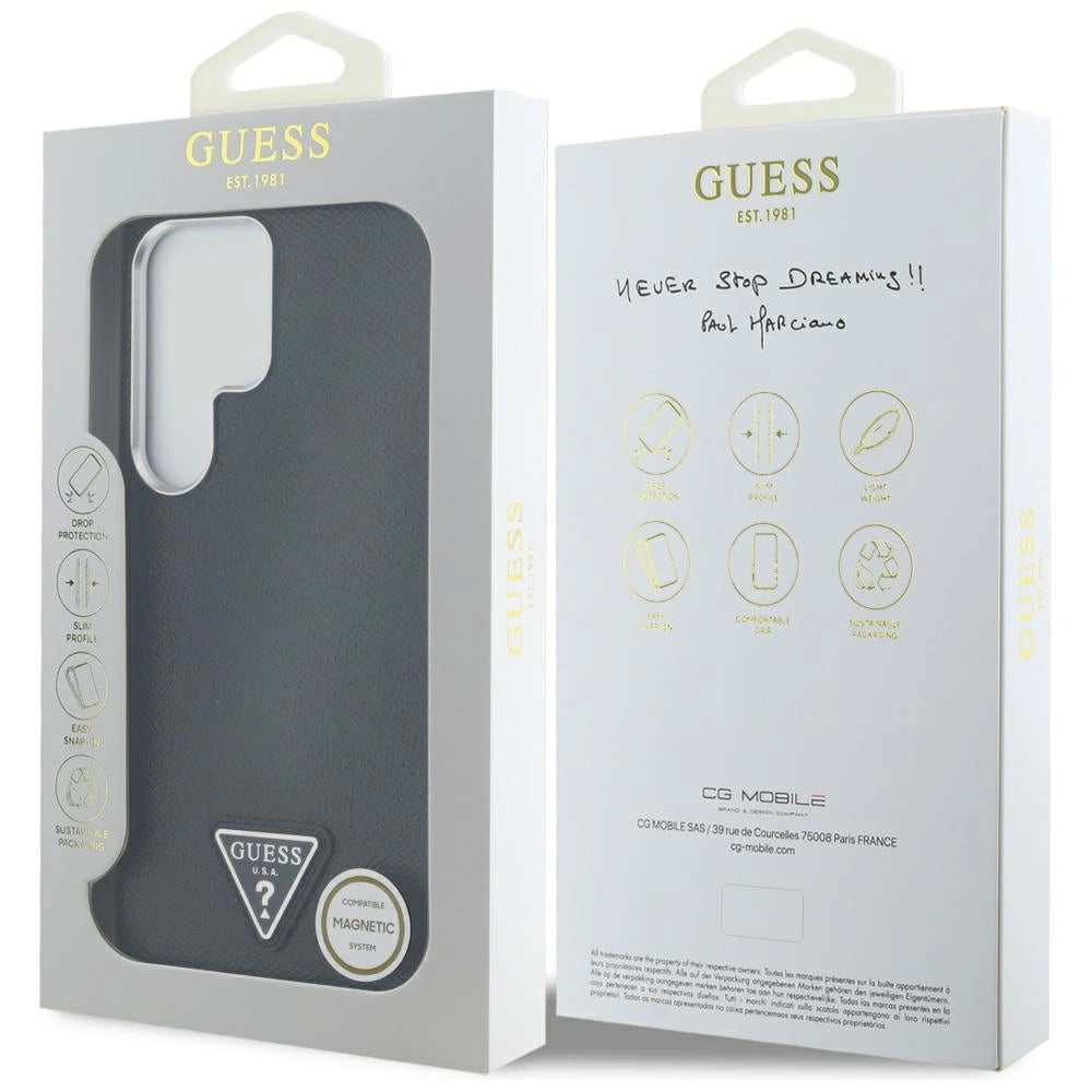 Guess Grained Triangle Logo MagSafe case for Samsung Galaxy S25 Ultra - black_7