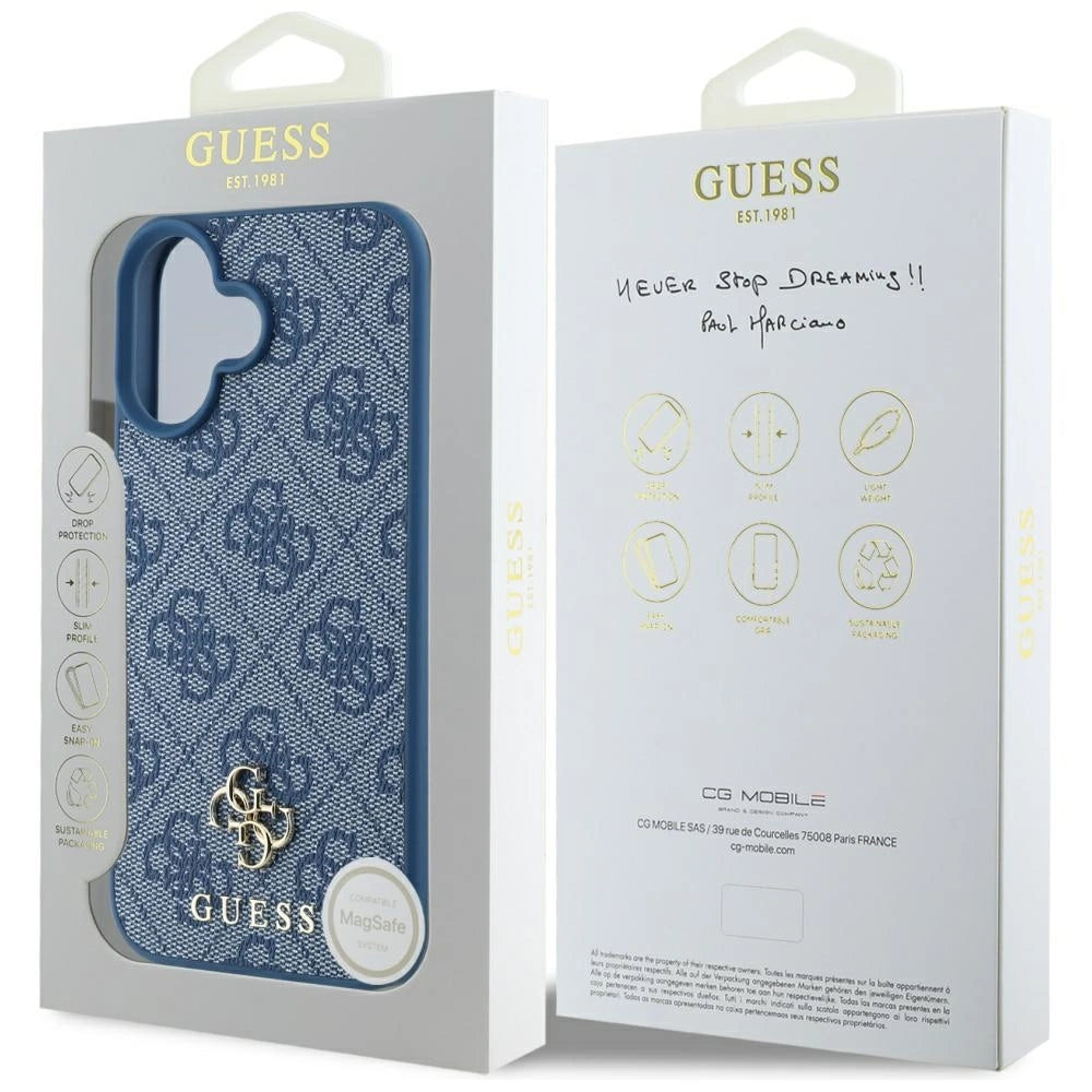 Guess HC PU 4G Small 4G and Classic Case for iPhone 16 MagSafe - Blue_7