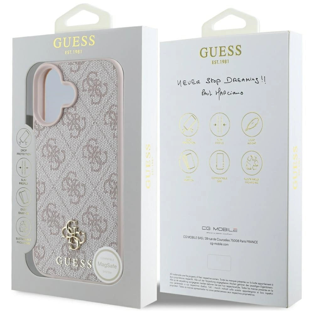 Guess HC PU 4G Small 4G and Classic iPhone 16 MagSafe Case - Pink_7