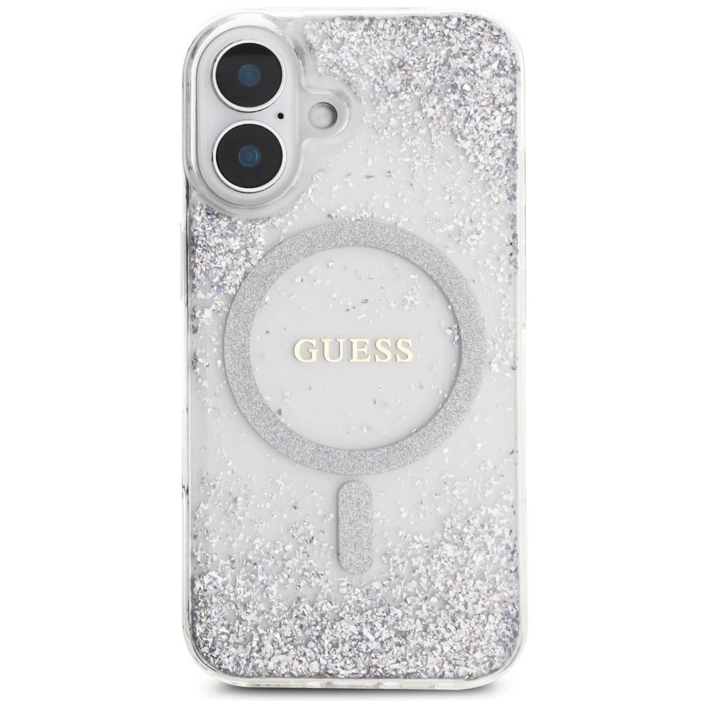 Guess HC Resin Bottom Glitter MagSafe case for iPhone 16 - silver_2