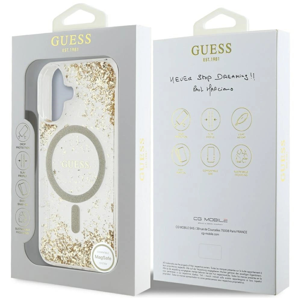 Guess HC Resin Bottom Glitter MagSafe case for iPhone 16 - gold_7