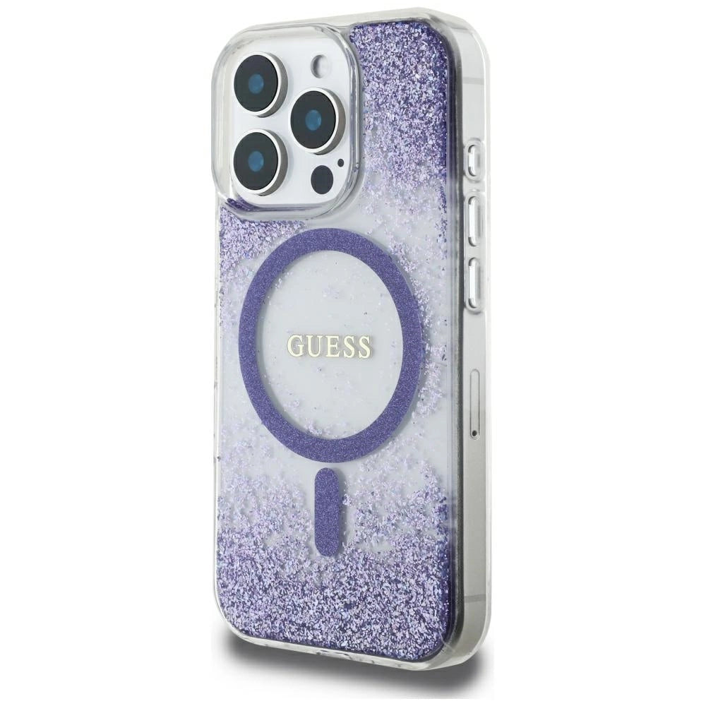Guess HC Resin Bottom Glitter MagSafe case for iPhone 16 Pro - purple_1