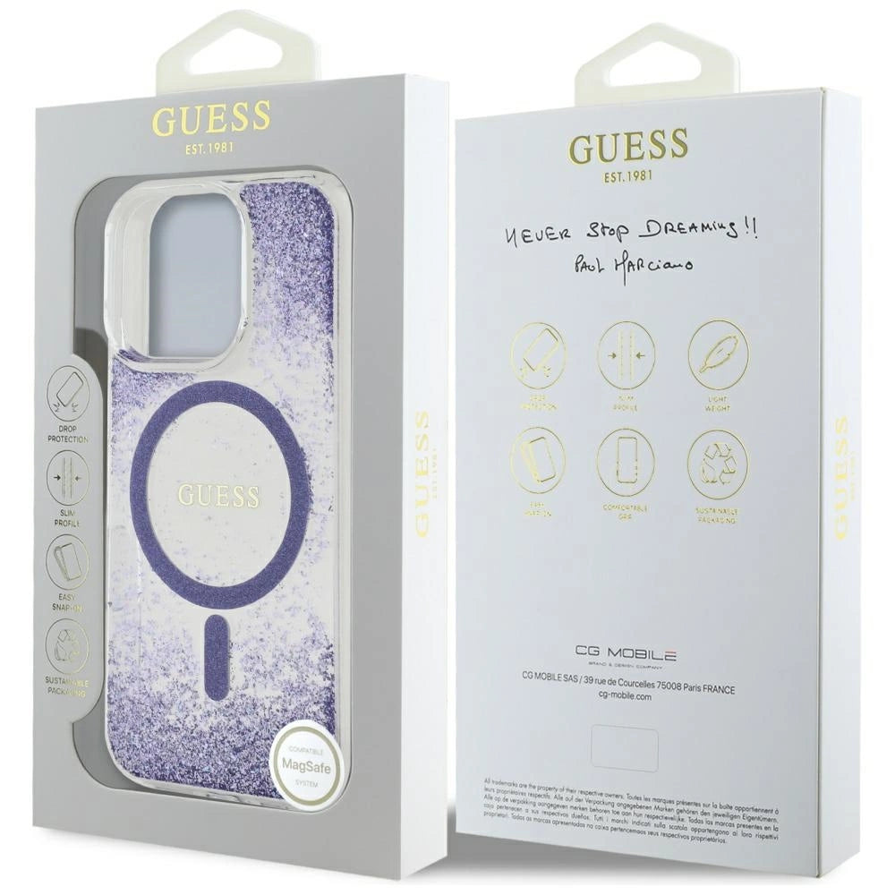 Guess HC Resin Bottom Glitter MagSafe case for iPhone 16 Pro - purple_7