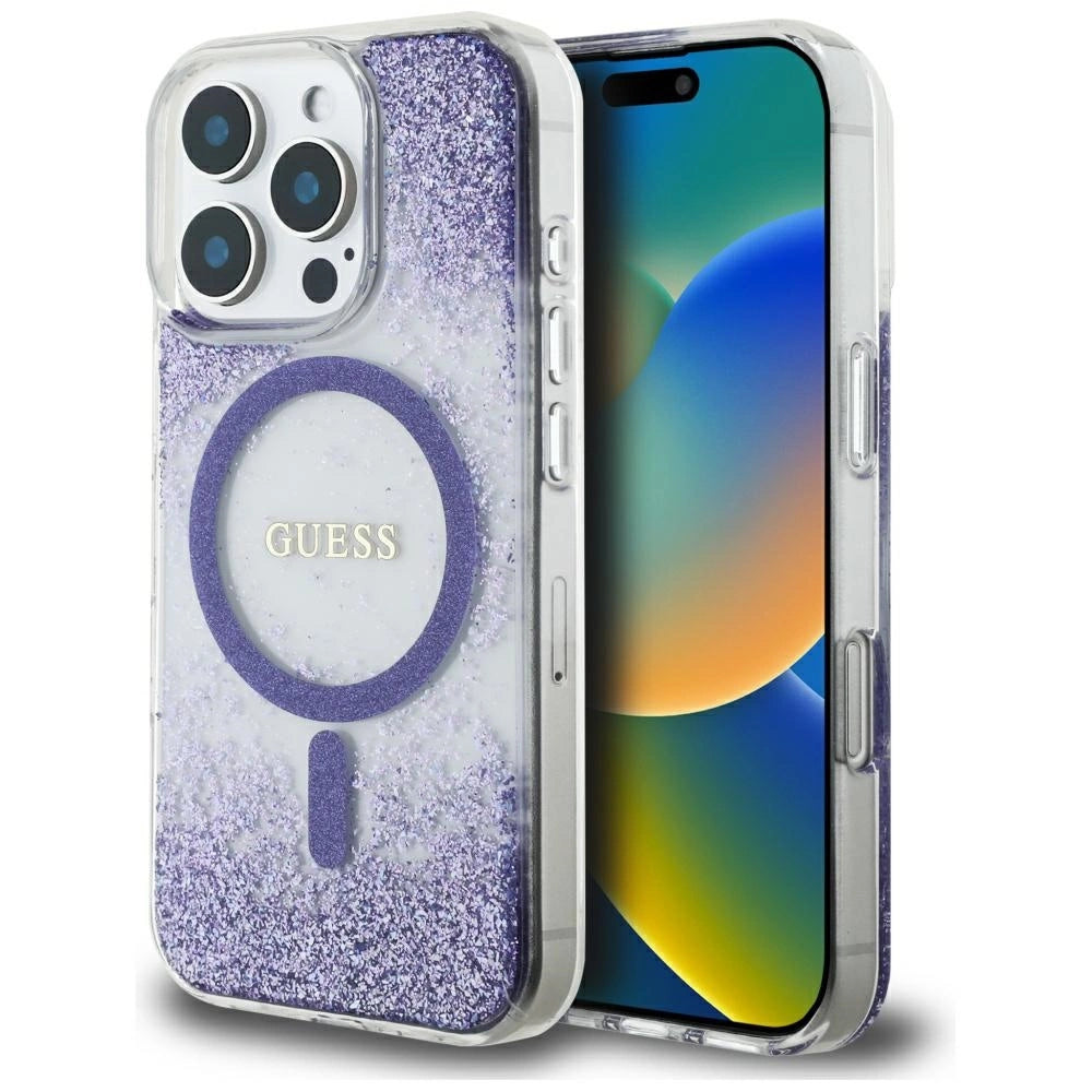 Guess HC Resin Bottom Glitter MagSafe case for iPhone 16 Pro Max - purple_0