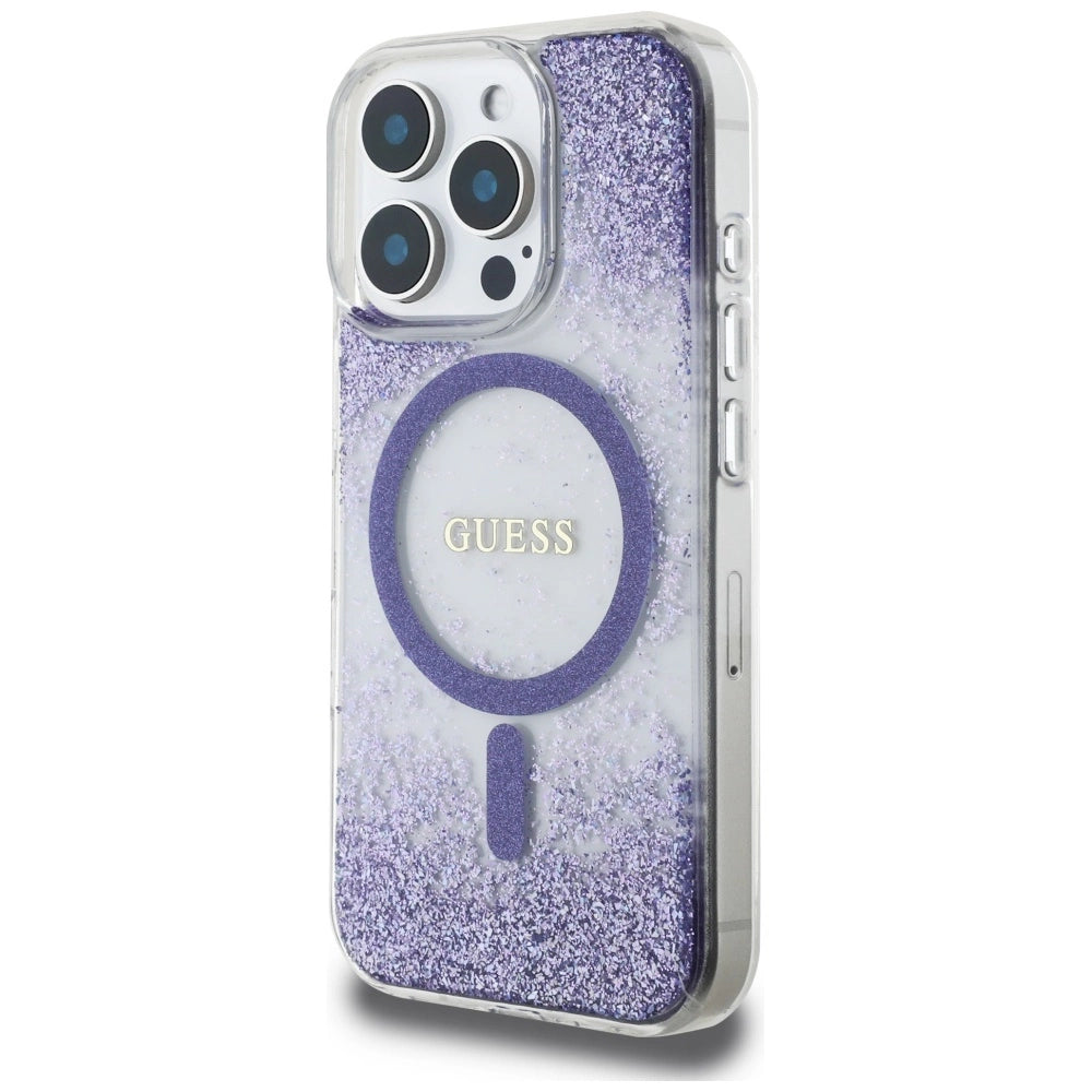 Guess HC Resin Bottom Glitter MagSafe case for iPhone 16 Pro Max - purple_1