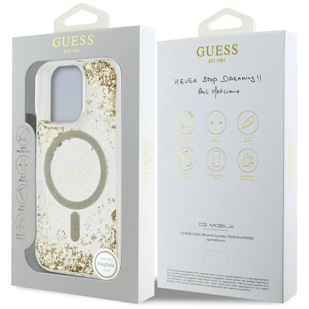 Guess HC Resin Bottom Glitter MagSafe case for iPhone 16 Pro Max - gold_7